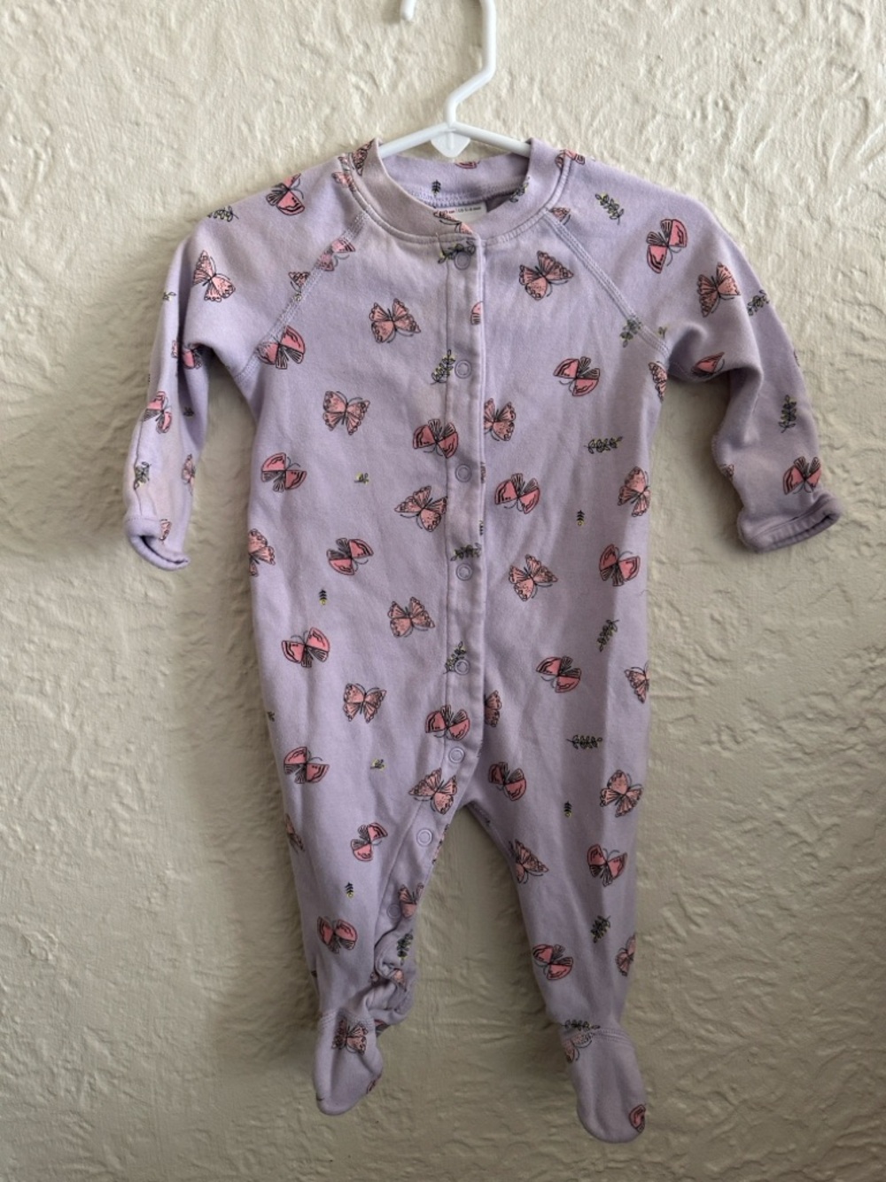 Hanna Andersson Bright Butterflies Light Purple Pink Yellow Sleeper 3-6 Months
